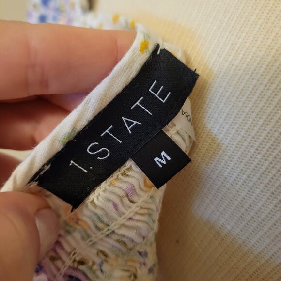 1 State Medium Floral Cottagecore Puff Sleeve Smocked Mini Dress - Picture 8 of 8